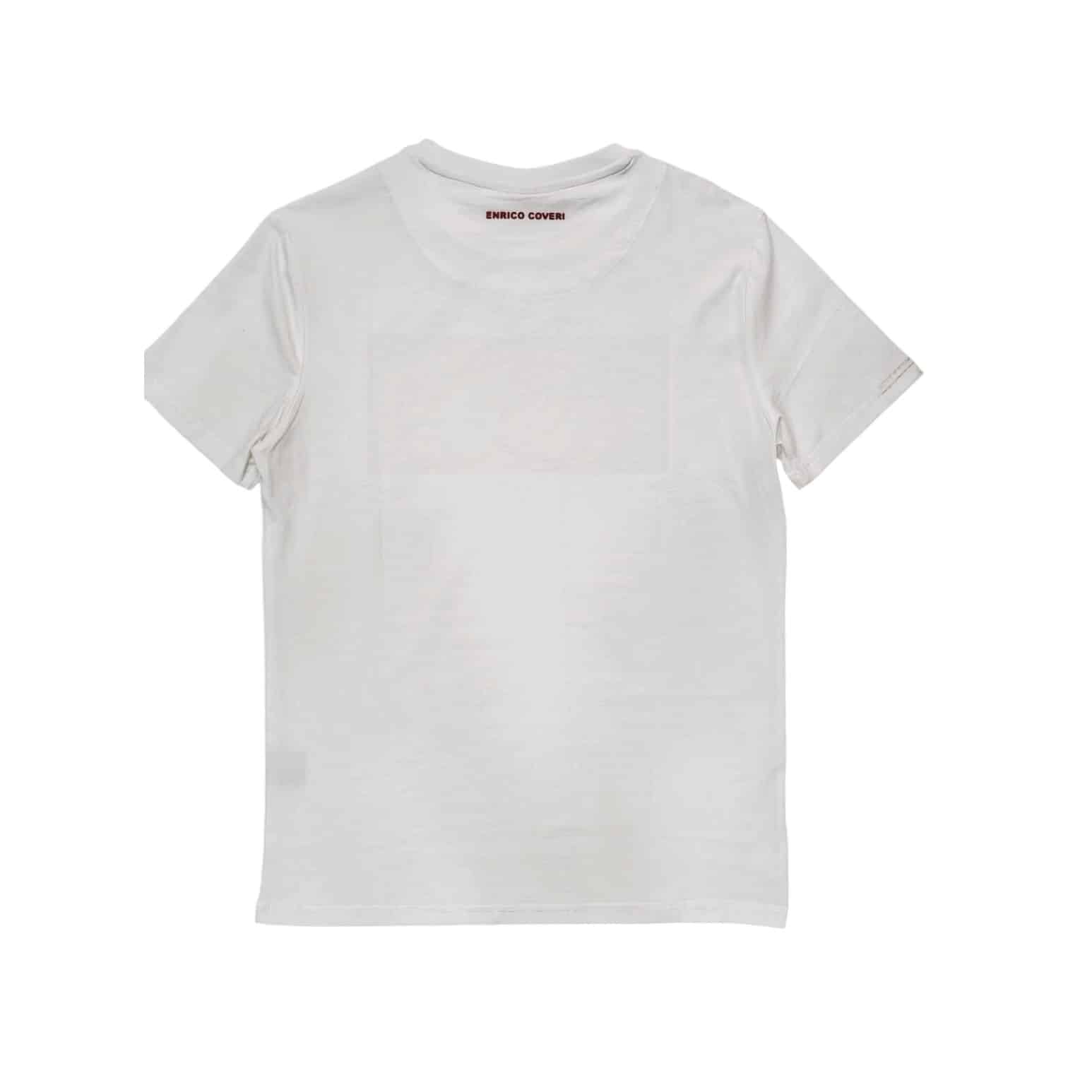 Enrico Coveri Crew 3D Print Logo T-Shirt in White/Red