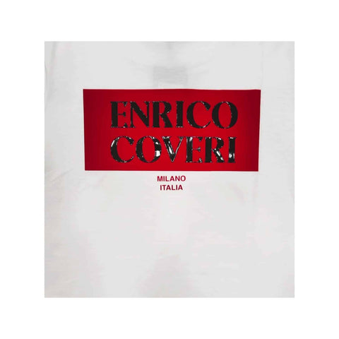 Enrico Coveri Crew 3D Print Logo T-Shirt in White/Red