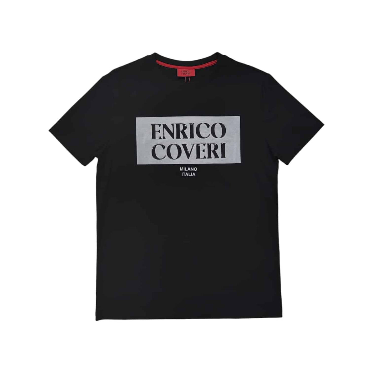 Enrico Coveri Crew 3D Print Logo T-Shirt in Black/White.