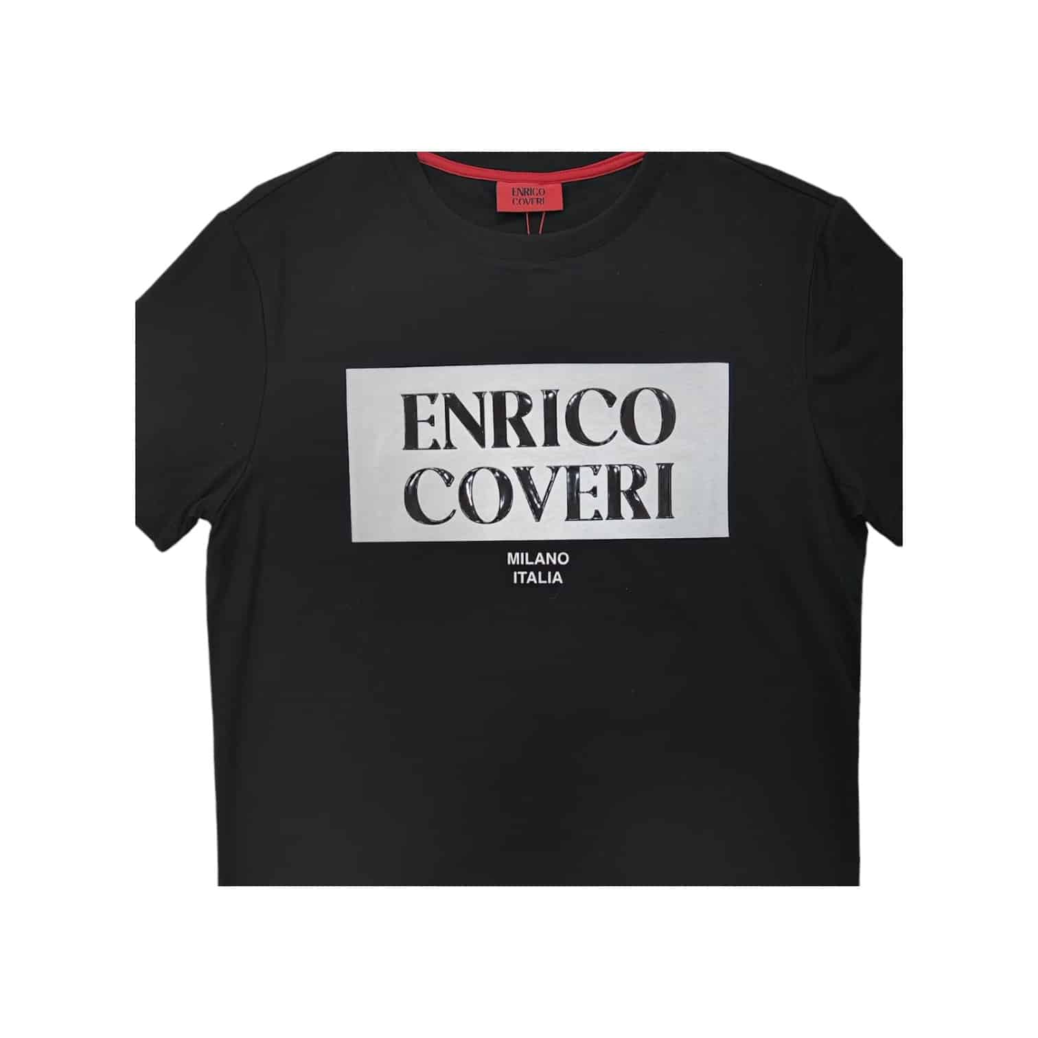 Enrico Coveri Crew 3D Print Logo T-Shirt in Black/White.