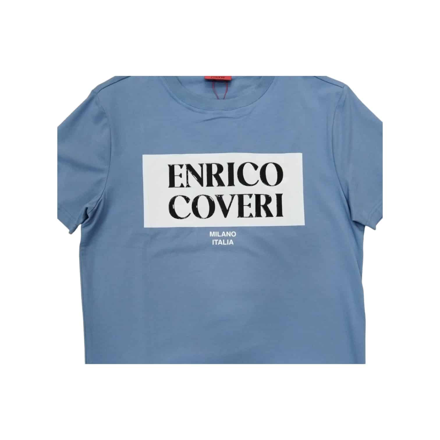 Enrico Coveri Crew 3D Print Logo T-Shirt in Blue/White