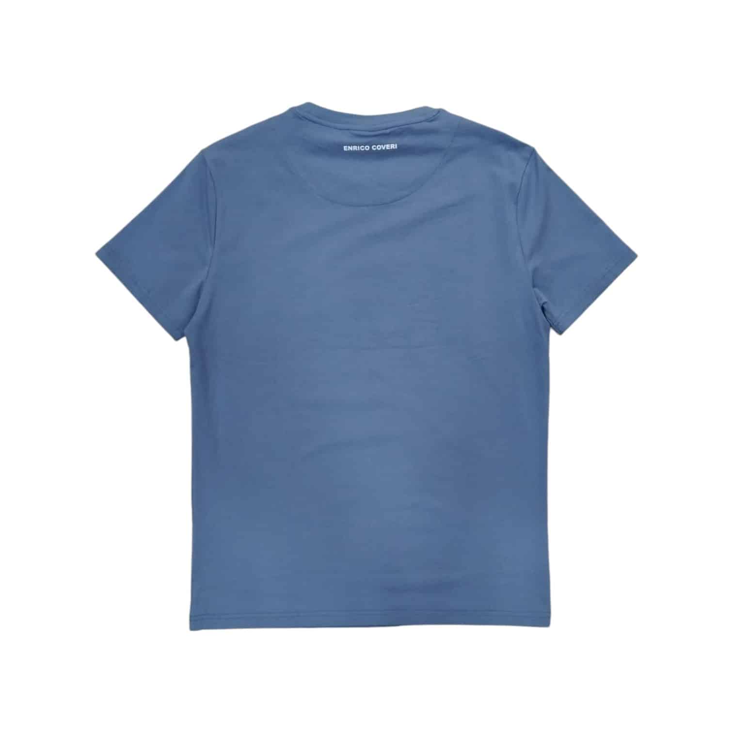 Enrico Coveri Crew 3D Print Logo T-Shirt in Blue/White