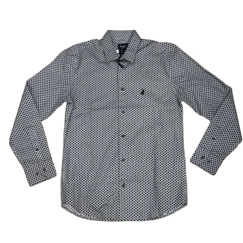 Polo Shirt Mens Long-Sleeve Classic Dot Print Black
