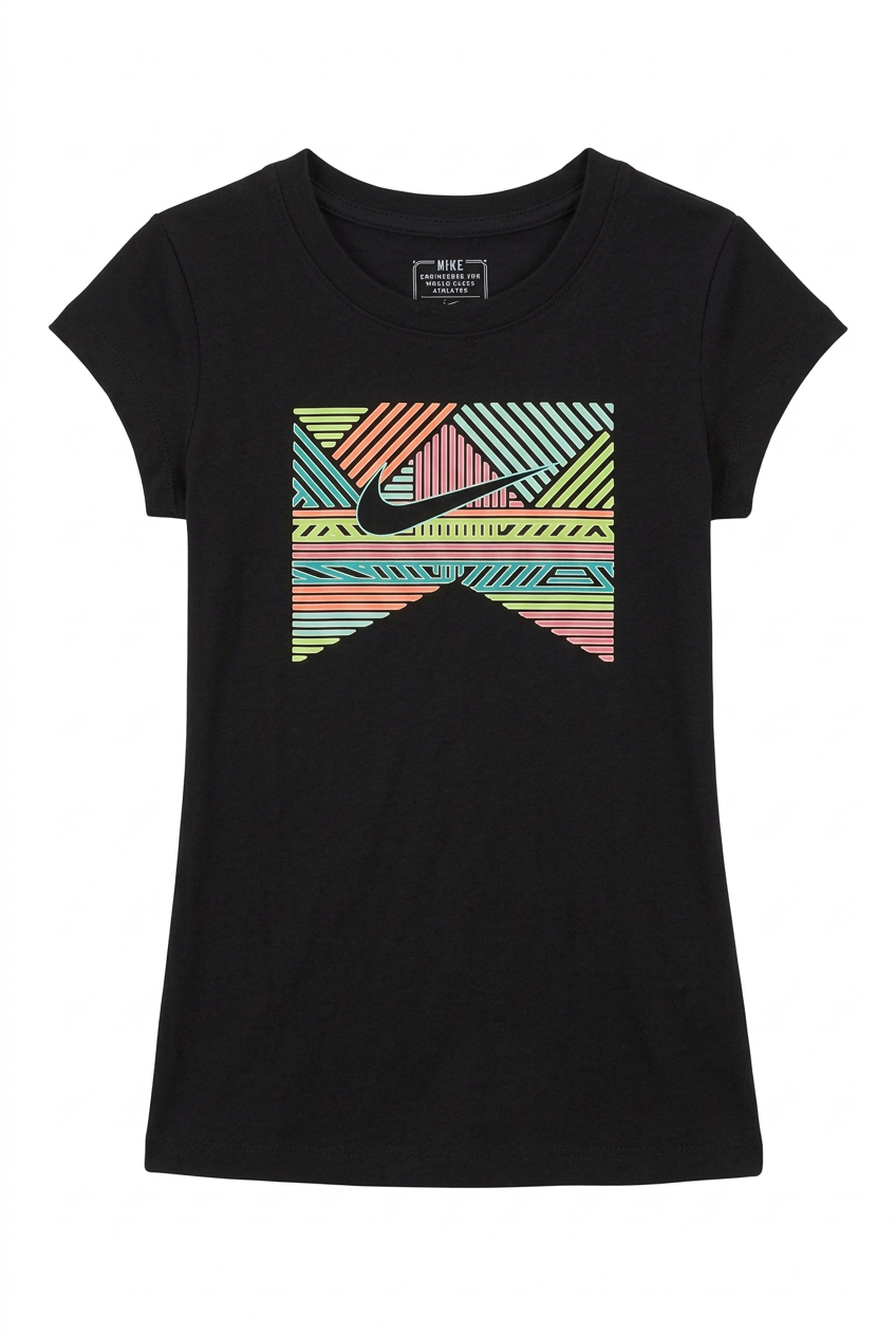 Nike Girls T-Shirt Shiney Lines Black