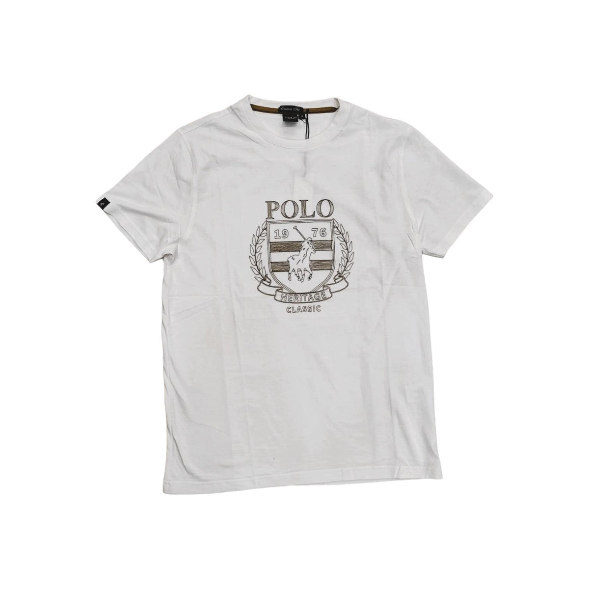 Polo T-Shirt Crest Embroidered White