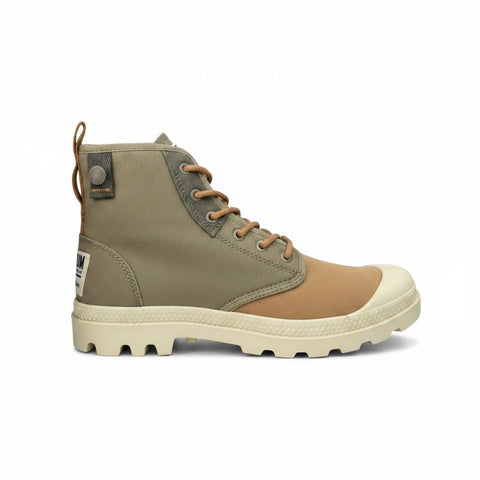 Palladium Pampa Shade Mid Canvas Boot – Olive Khaki Cream