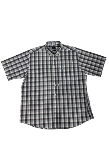 Polo Shirt Mens Short-Sleeve Weekender Check Blue