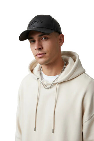 Cutty Stealth Leather Cap Peak Black