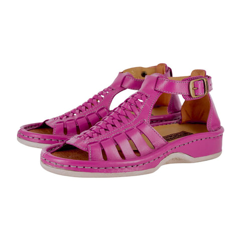 Ladies Omega Fassie Leather Soft Saddle Sandals Pink