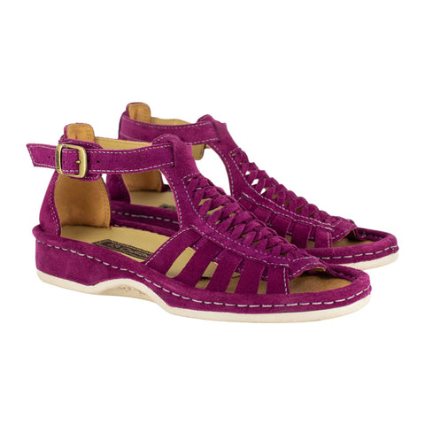 Omega Fassie Ladies Leather Sandal - Cerise Suede