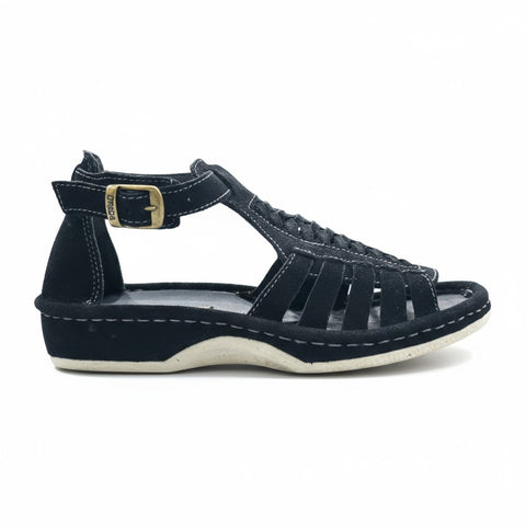 Omega Fassie Midrid Ladies Suede Sandal - Black