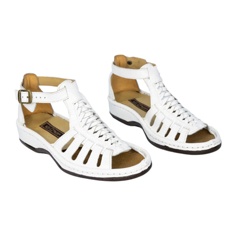 Omega Fassie White Leather Soft Saddle Sandals