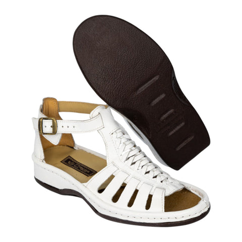 Omega Fassie White Leather Soft Saddle Sandals