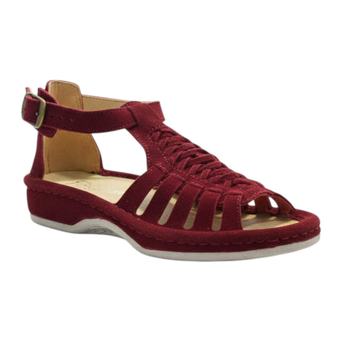 Omega Fassie Red Suede Soft Saddle Sandals