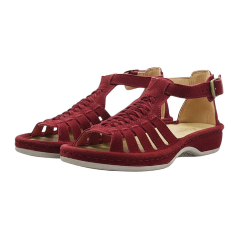 Omega Fassie Red Suede Soft Saddle Sandals