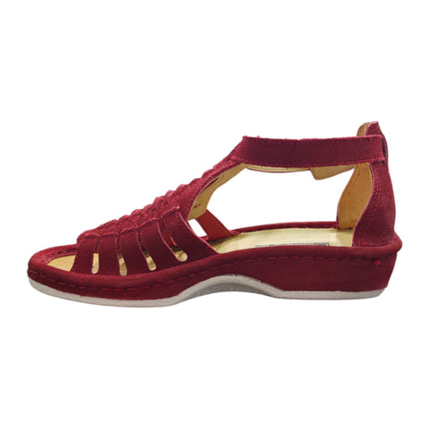 Omega Fassie Red Suede Soft Saddle Sandals