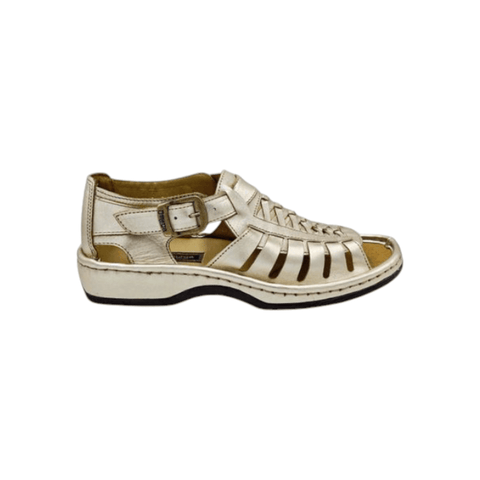 Omega Kgosi Prime Leather Gold Sandals ; Cow Foil Gold