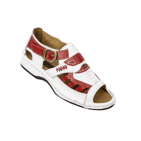 Omega Duna Soft Saddle White and Red Sandals