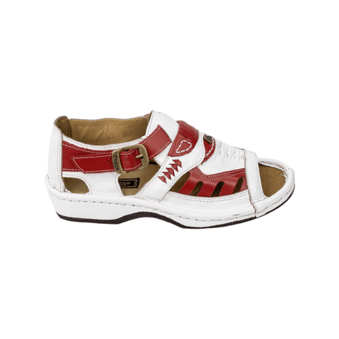 Omega Duna Soft Saddle White and Red Sandals
