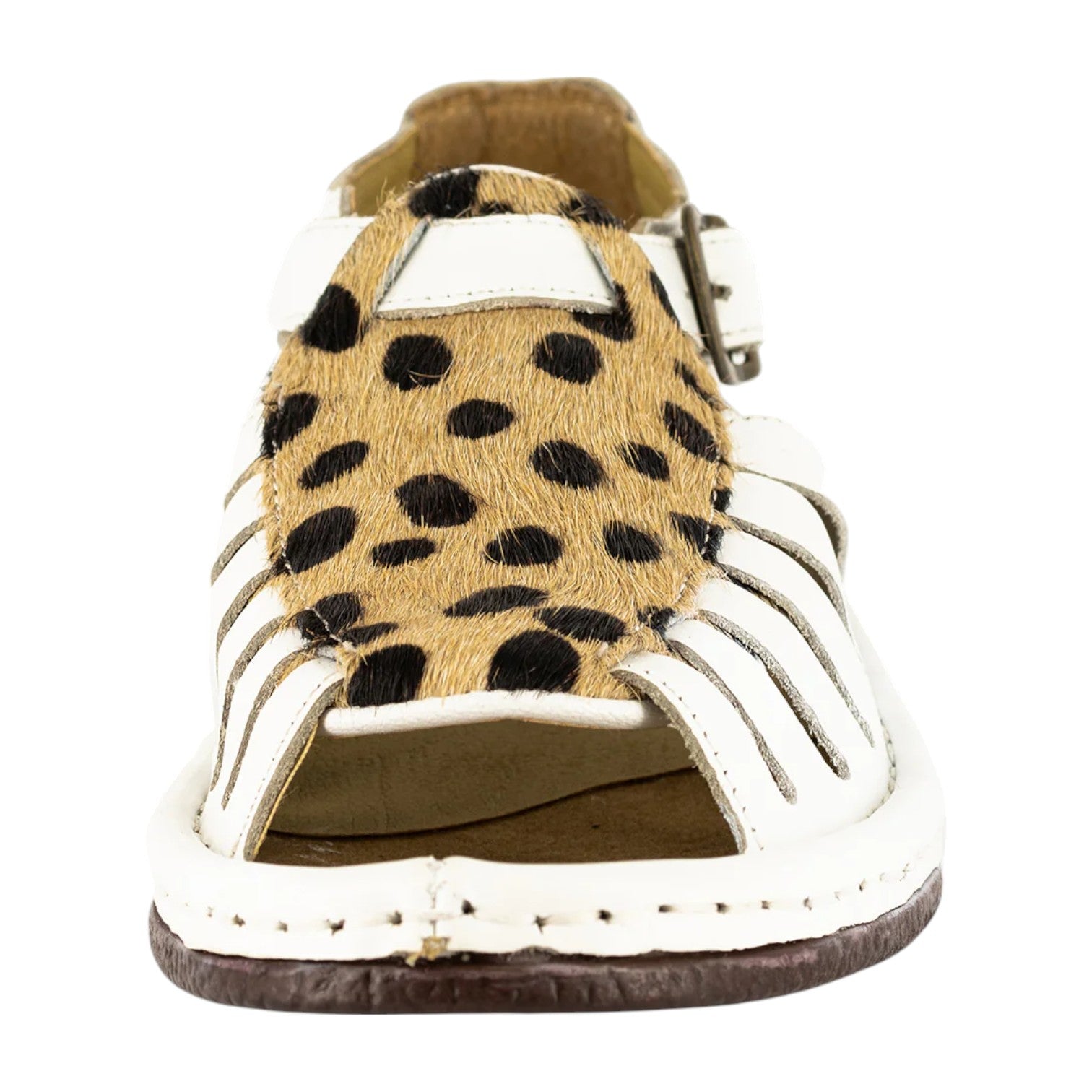 Omega Soft Saddle Cheetah Print Sandal - White