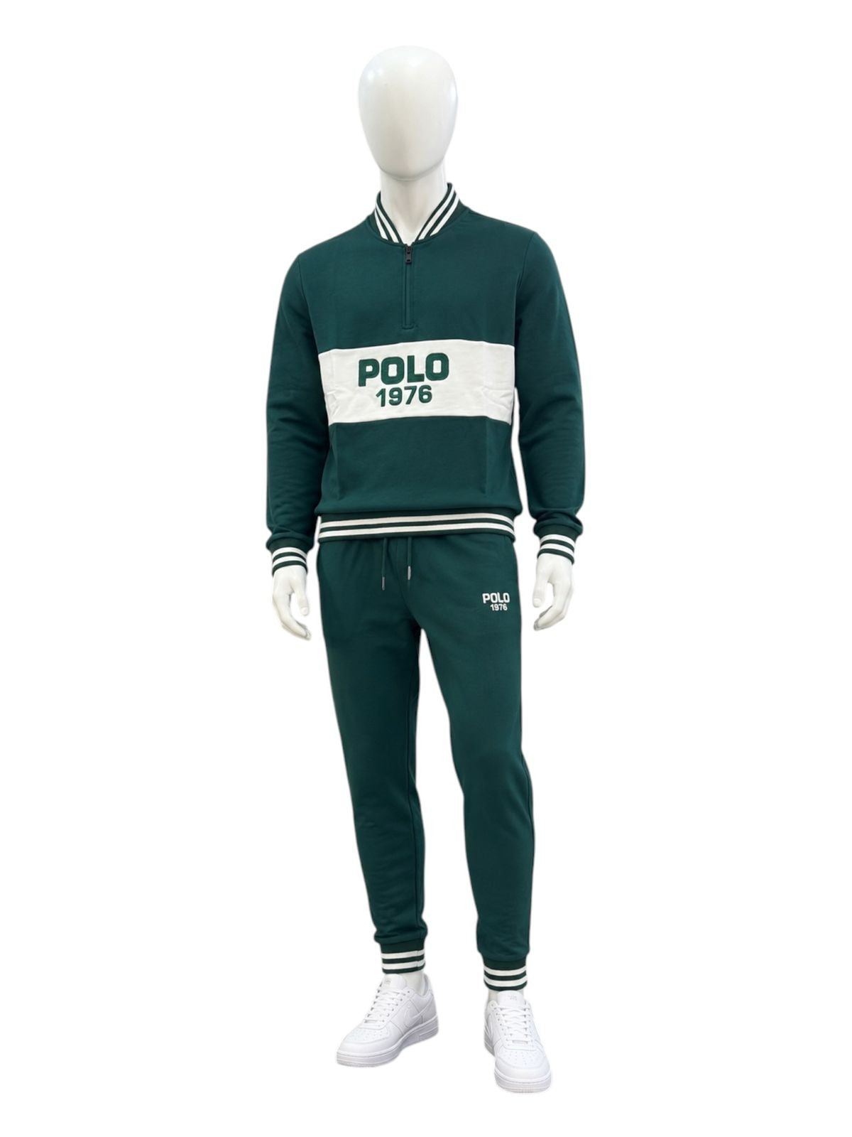 Polo Tracksuit Ls Sew & Cut Sweat Top & Jogger Green