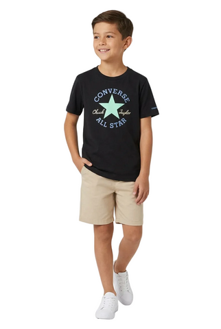 Converse Boys T-Shirt Chuck Patch Black And Sky Blue