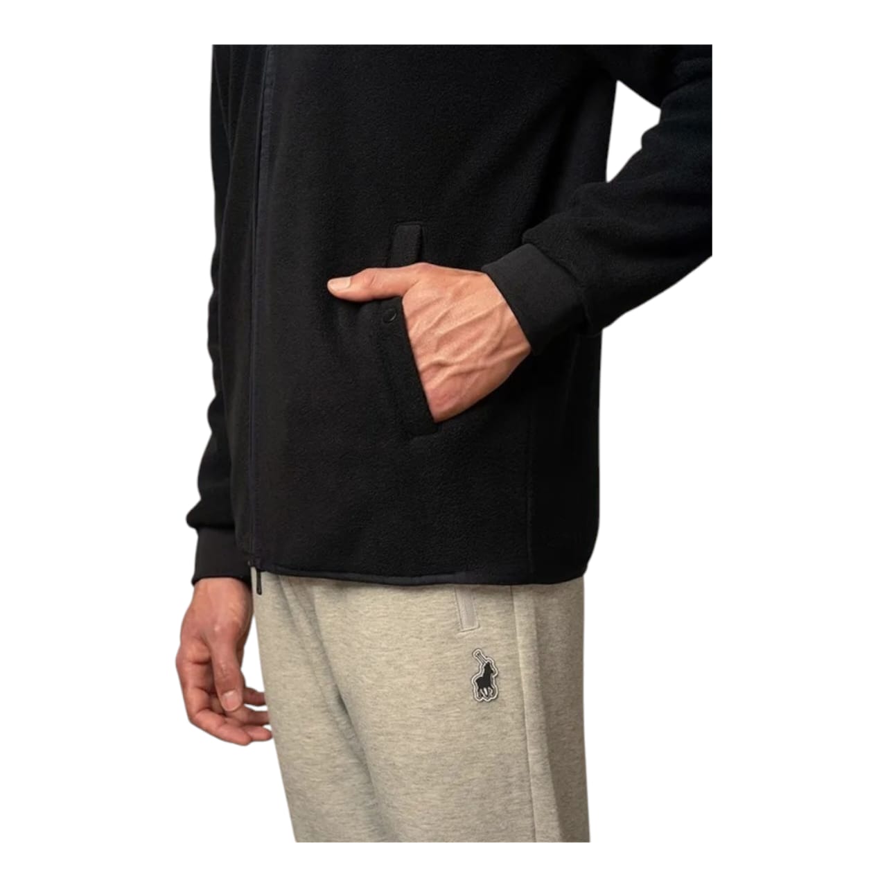 Polo Sport Mens Long Sleeve High Collar Polar Fleece Jacket - Black