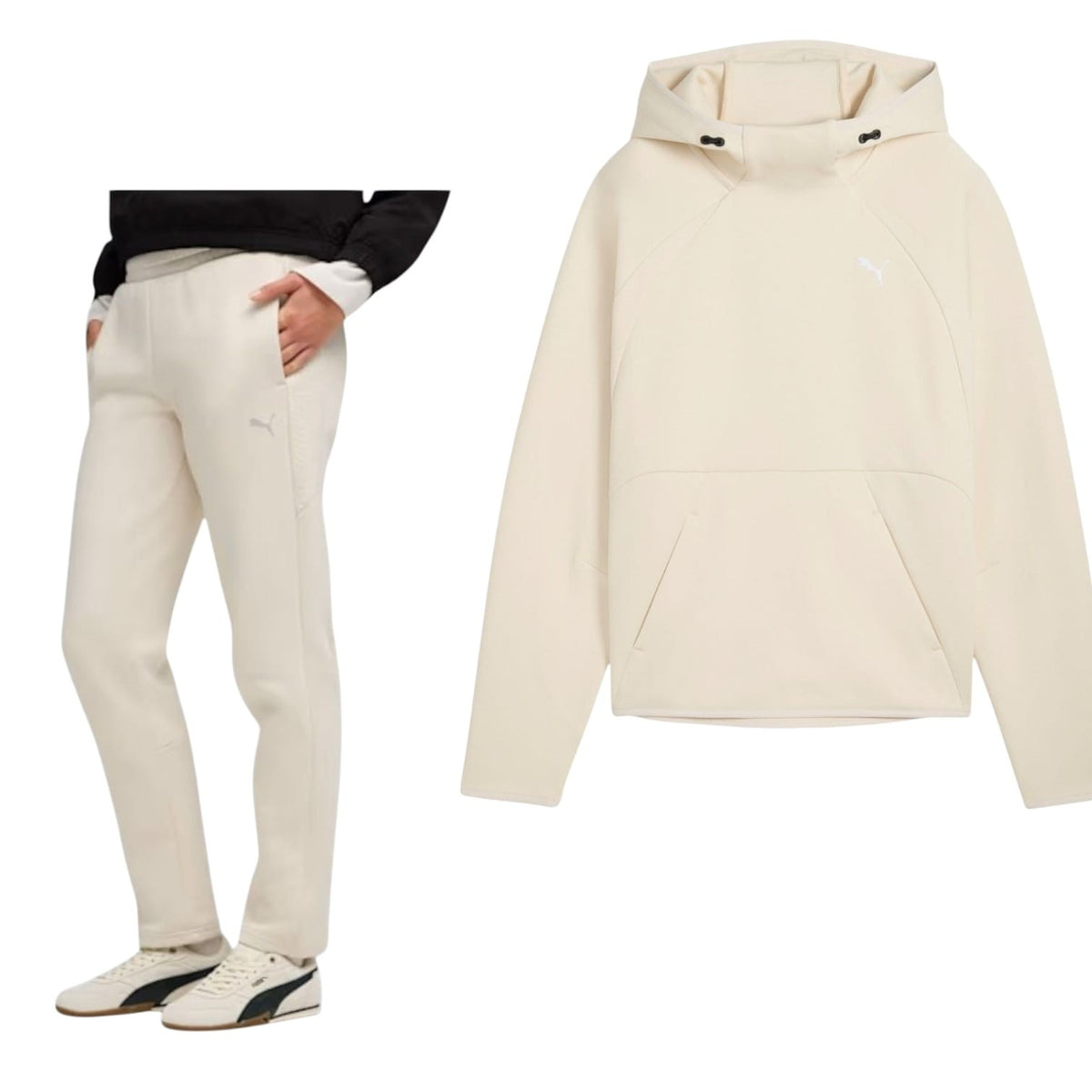 Puma Womens Evostripe Comfort Regular Fit Tracksuit Set - Alpine Snow Cream