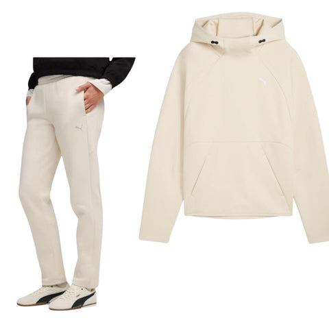 Puma Womens Evostripe Comfort Regular Fit Tracksuit Set - Alpine Snow Cream