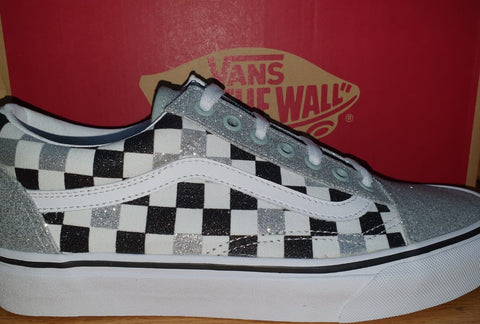 Vans Old Skool Checkerboard Glitter Silver/White/Black