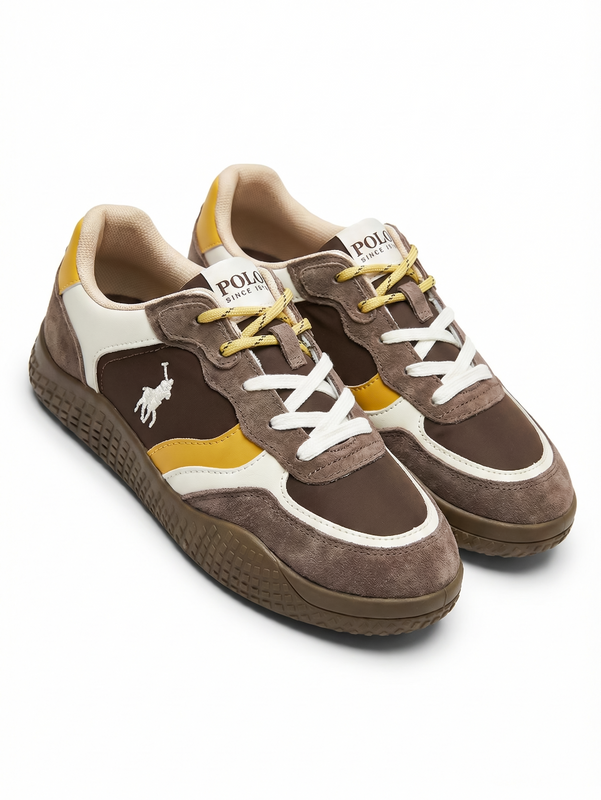 Polo Ladies Sneakers Double Lace Colour Block Brown
