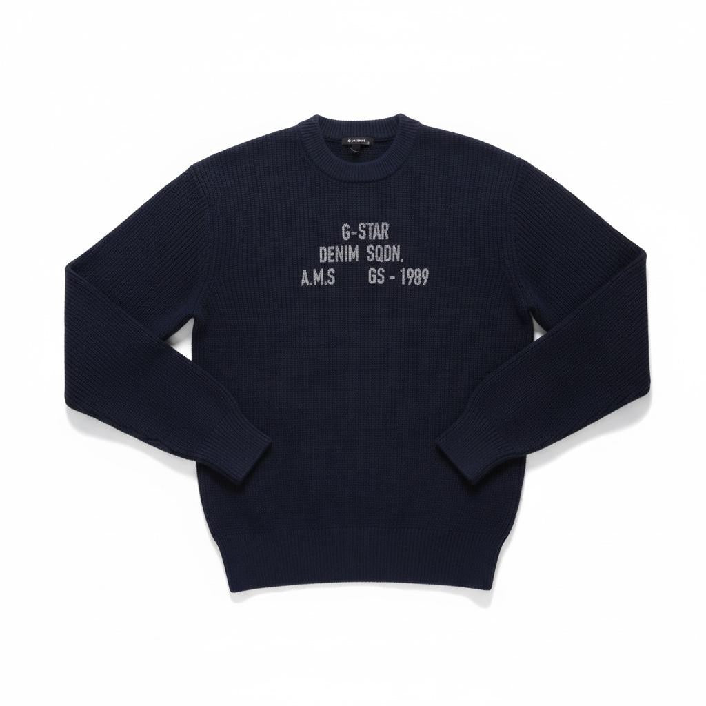Gstar Sweater Stencil Loose Knit Salute Navy