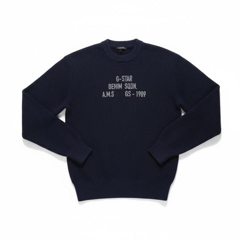 Gstar Sweater Stencil Loose Knit Salute Navy