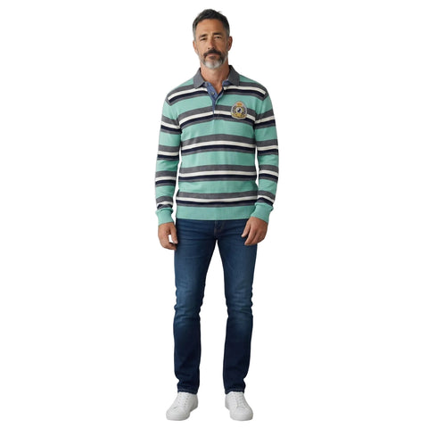 Polo Knitwear Stripe Rugby Turquoise