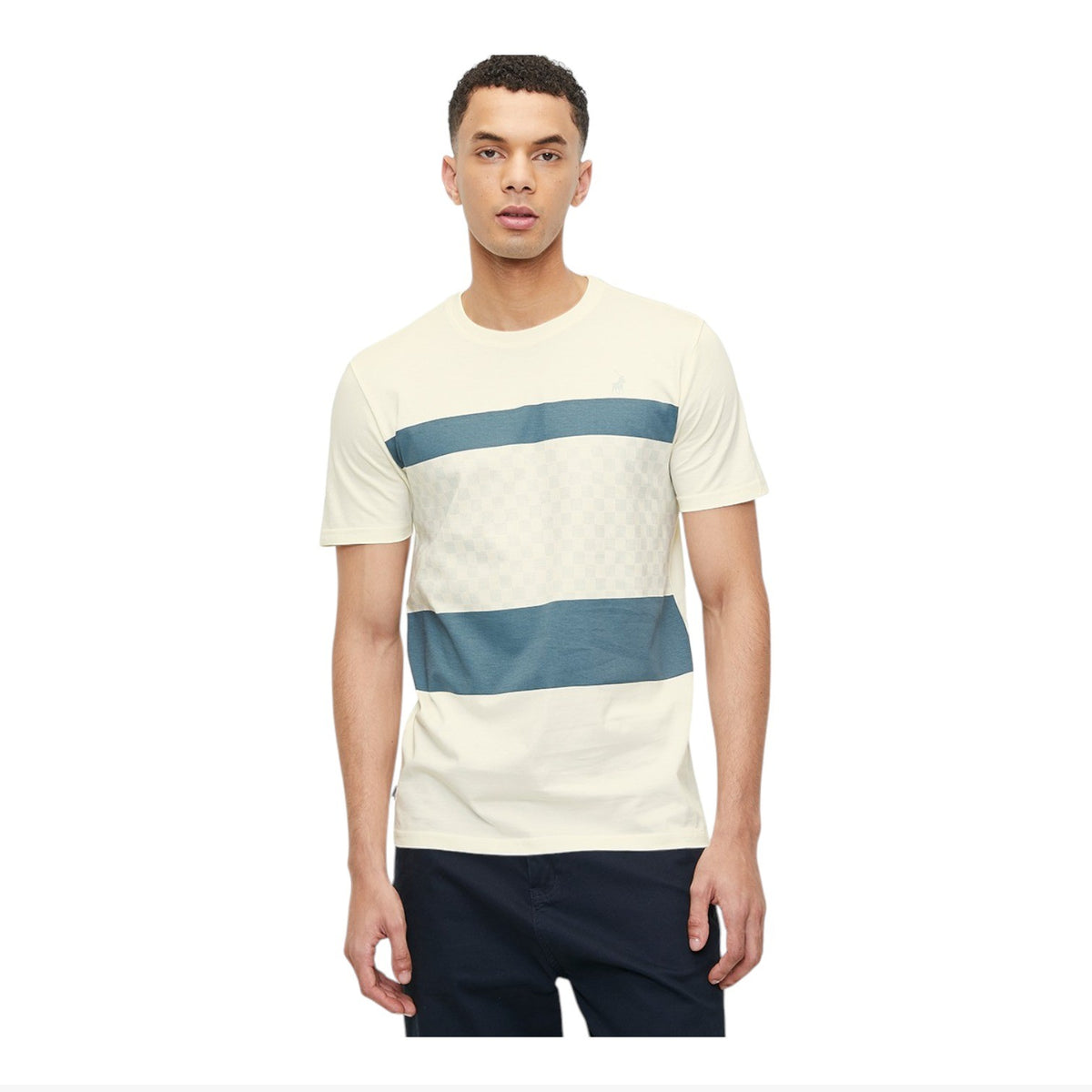 Polo T-Shirt Stripe Cream/Blue