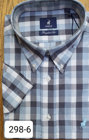 Polo Shirt Mens Short-Sleeve Weekender Check Blue