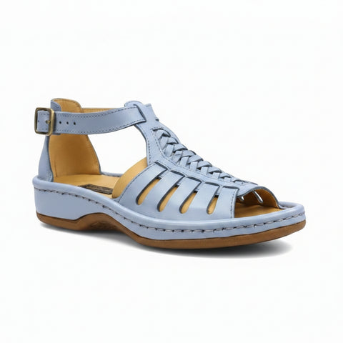 Omega Fassie Leather Soft Saddle Sandals Light Blue