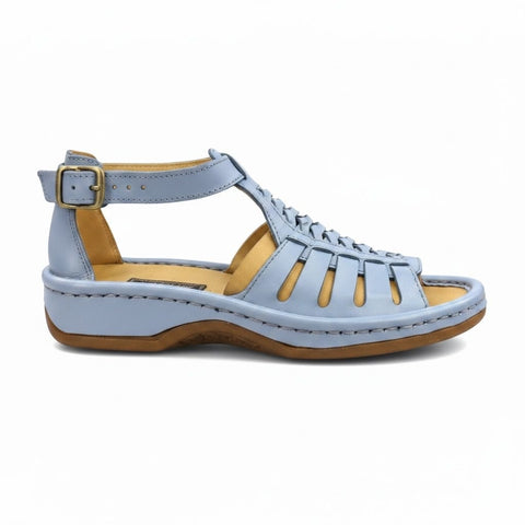 Omega Fassie Leather Soft Saddle Sandals Light Blue