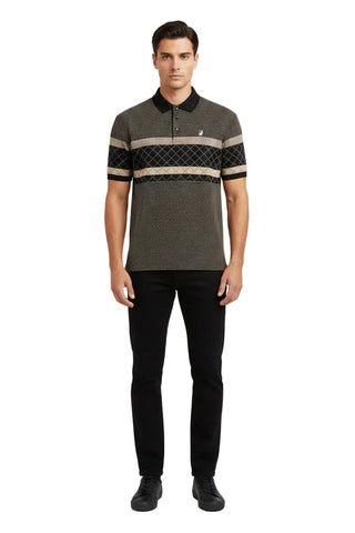 Polo Golfer Mercerized Jaquard Black/Stone