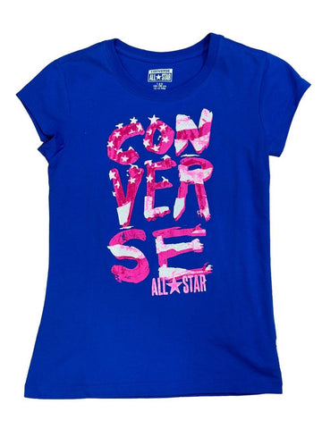 Converse T-Shirt Girls Blue And Pink