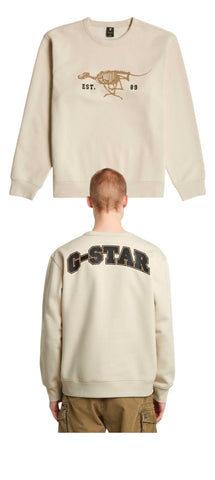 G Star Sweater Running Dog Whitebait Cream