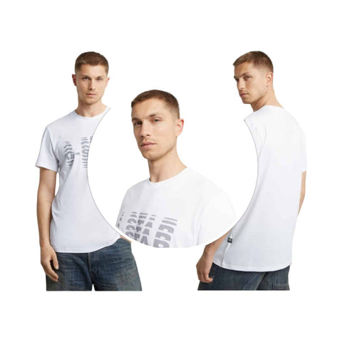 G Star Raw T Shirt Shattered Graphic White