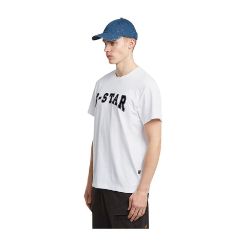 G Star T-Shirt Felt Logo White