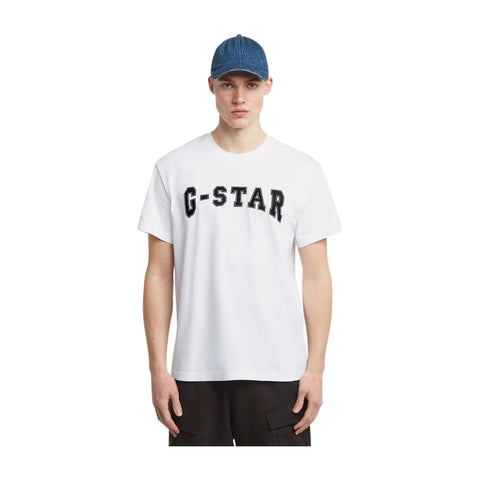 G Star T-Shirt Felt Logo White