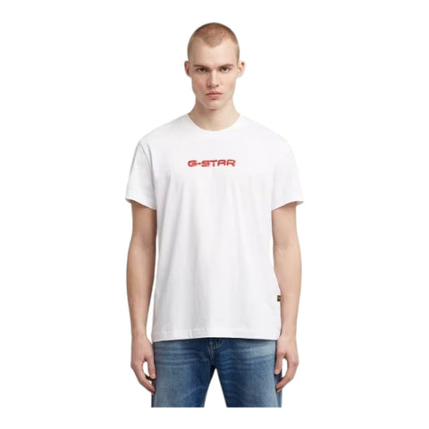 Gstar Crew Gel Print White/Red