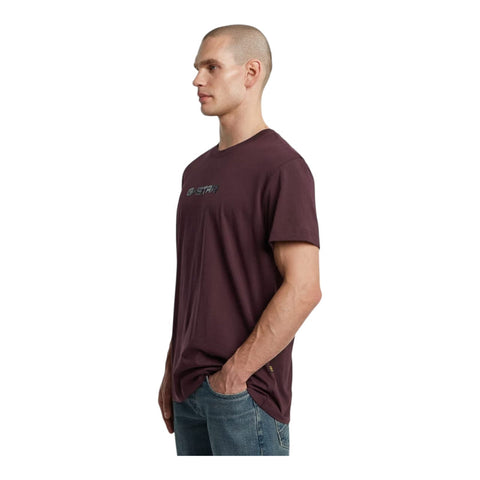 Gstar Crew Gel Print Maroon