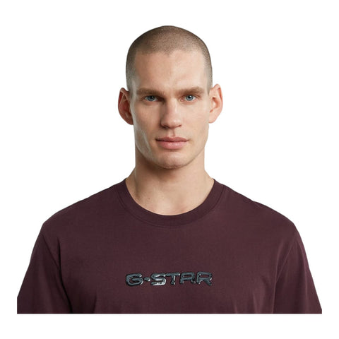 Gstar Crew Gel Print Maroon