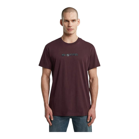 Gstar Crew Gel Print Maroon