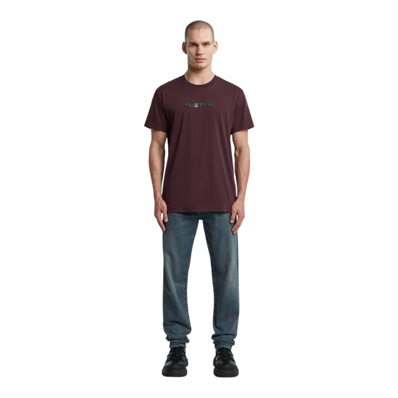 G-Star Short Sleeve Gel Print Crew Neckline T-shirt - Maroon