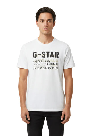 G Star T-Shirt Stencil Originals White